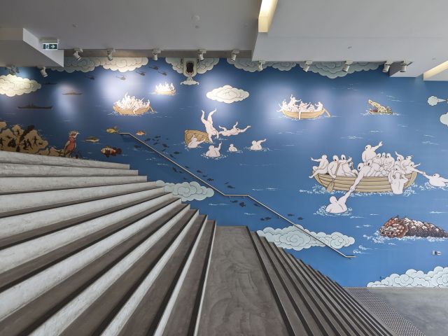 1. 关伟, 澳大利亚之旅, 2013, 合成聚合物涂料壁画, 澳大利亚当代艺术博物馆 (MCA)