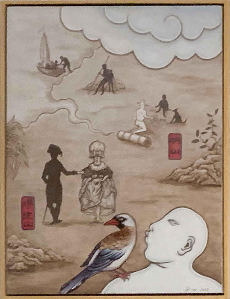 11. Guan Wei, Birds, Map, Shadow No.1 (鸟、地图与影 之一), 2016, Acrylic on canvas, 83 x 65 cm