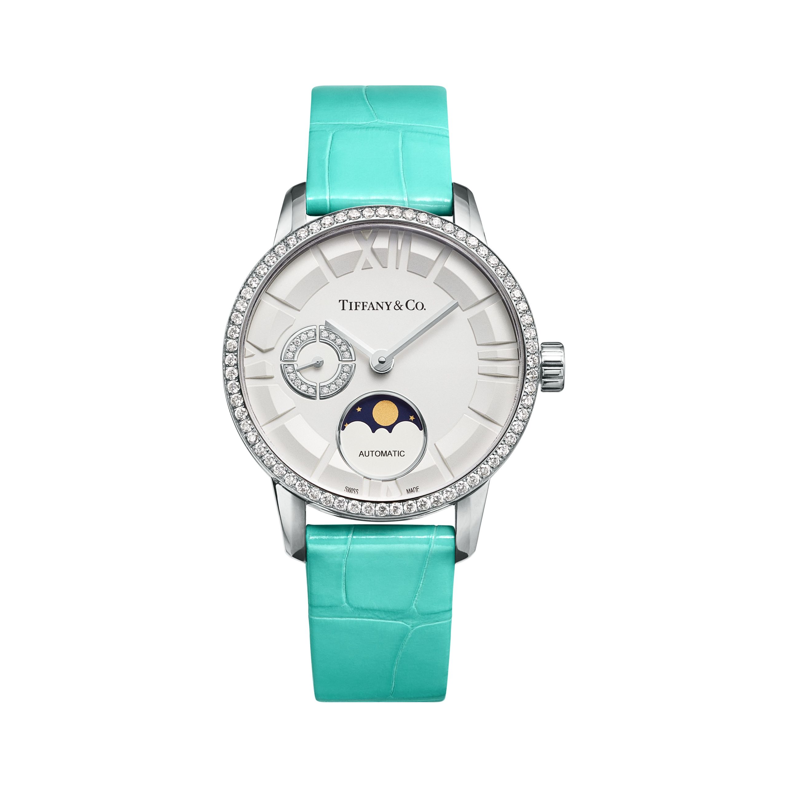 Atlas® 34 mm Moonphase Mechanical Watch in Stainless Steel with Diamonds_$27,200 AUD